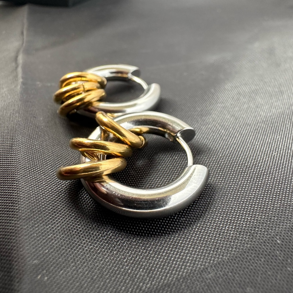 Anthropologie Gold and Silver Hoop Earrings